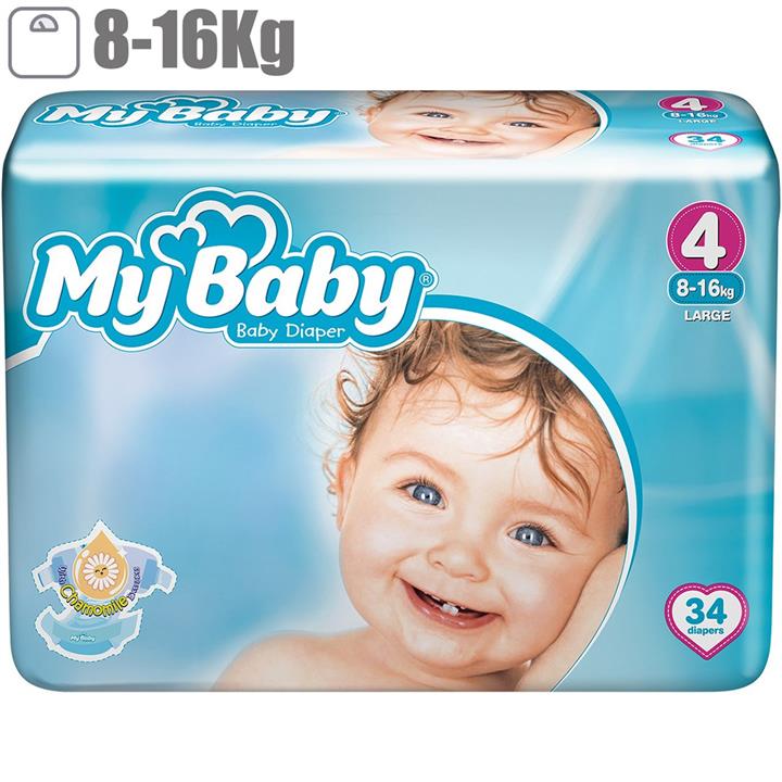 پوشک کامل بچه مای بیبی سایز 4 بزرگ 34 عددی  My Baby Chamomile Size 4 Diaper Pack of 34